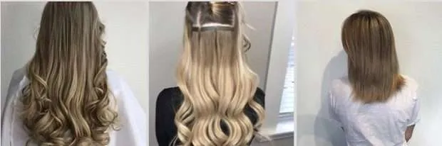 Before and after images highlighting the effectiveness of tape-in extensions on thin hair.