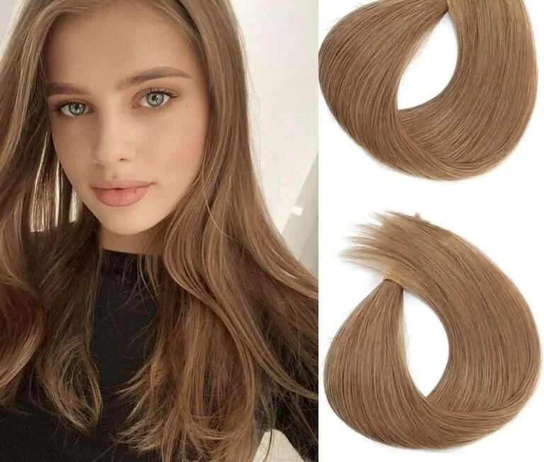 Luxe Nano Ring Hair Extensions European Micro Link Ring Human Hair Extensions 0.5g/0.8g/1g/Strand Straight #10 Bronde