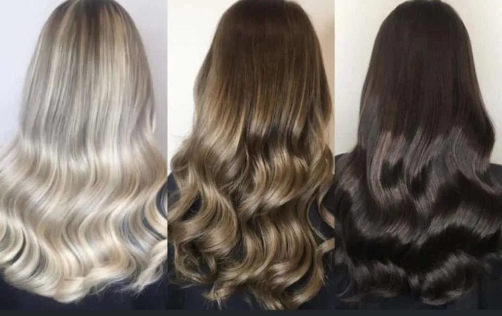 Before and after transformation using weft hair extensions for length enhancement.