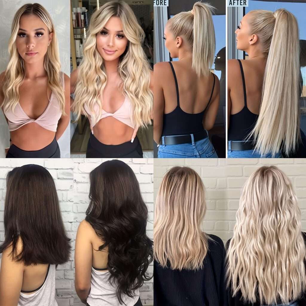 Application process of tape-in extensions tailored for fine hair types.