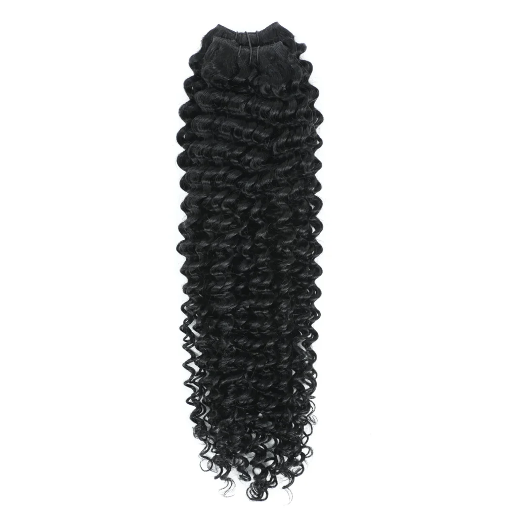 Weft Curly Hair Extensions Jet Black