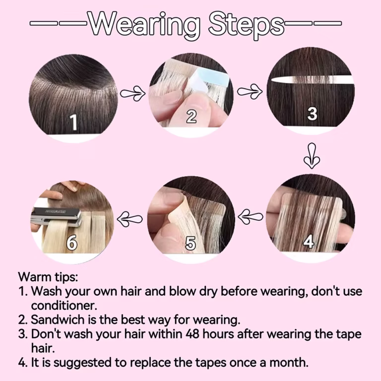 tape in hair extensions guide steps