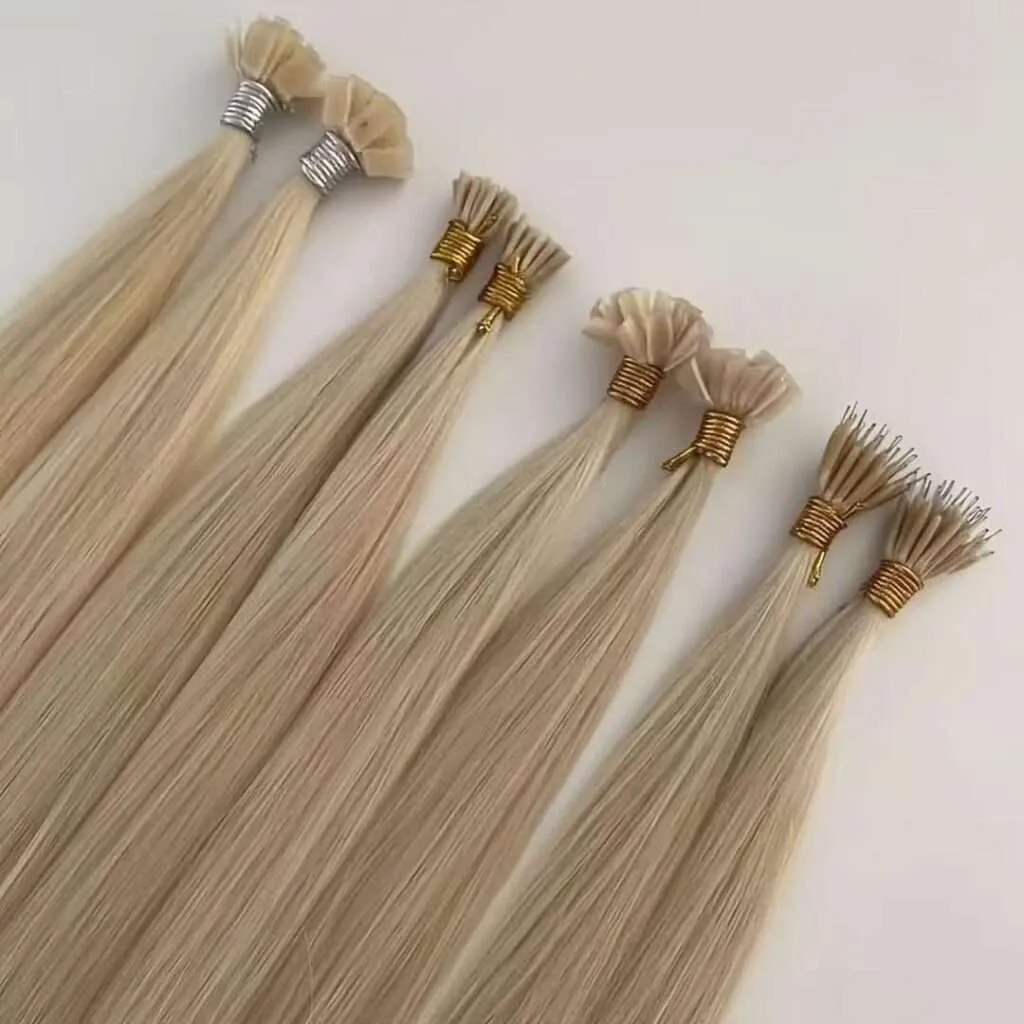 Side-by-side comparison of micro link and nano ring hair extension methods.