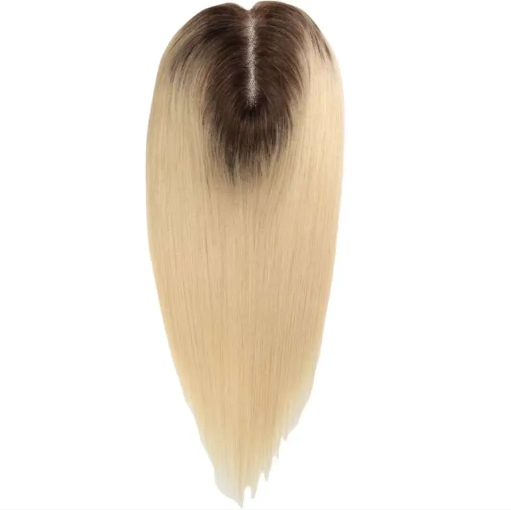 premium hair topper for ladies blonde with root stretch